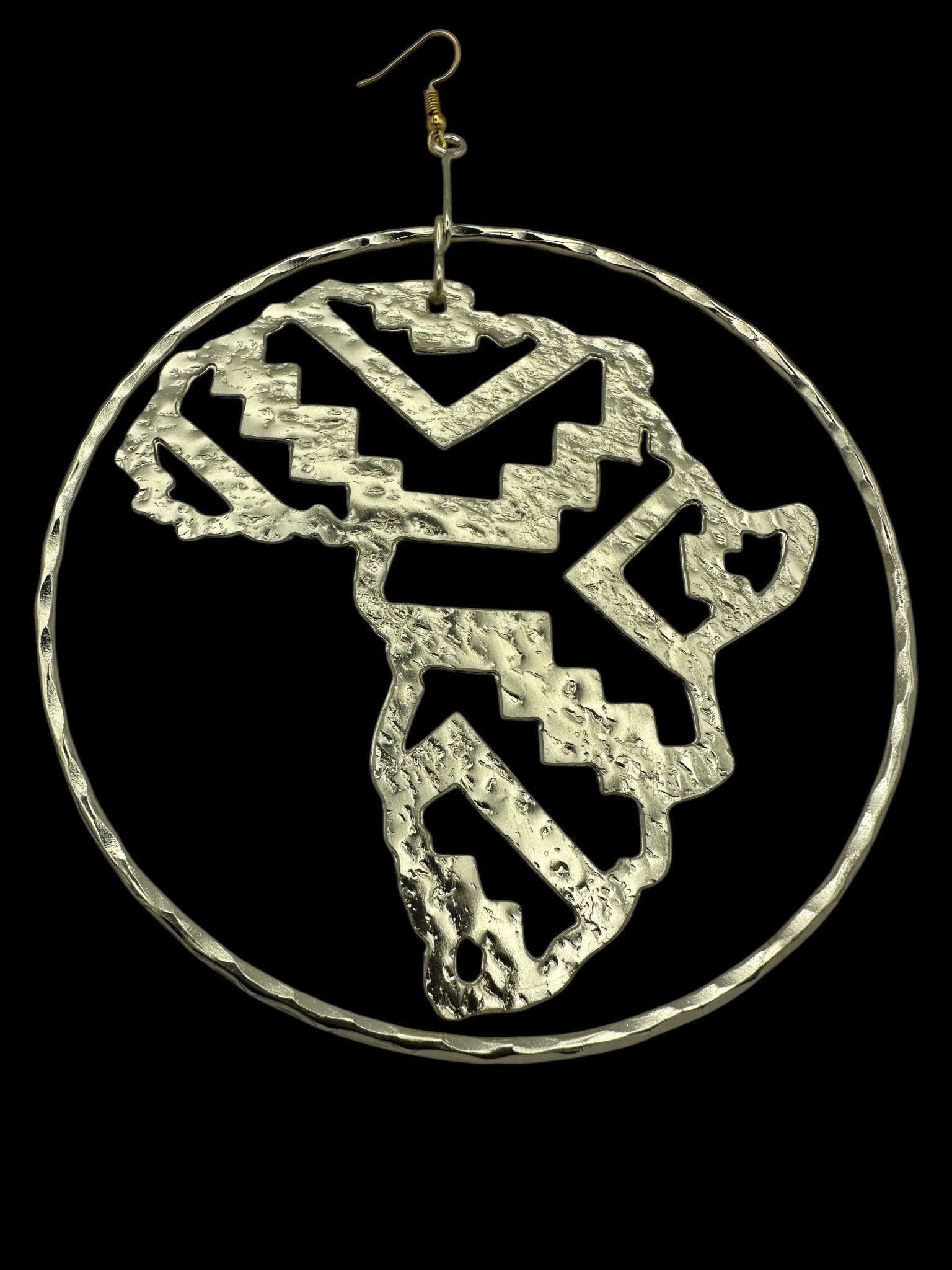 Handcrafted Oversized African Map Statement Brass Earrings – Bold & Unique Design - Fatisha Boutique