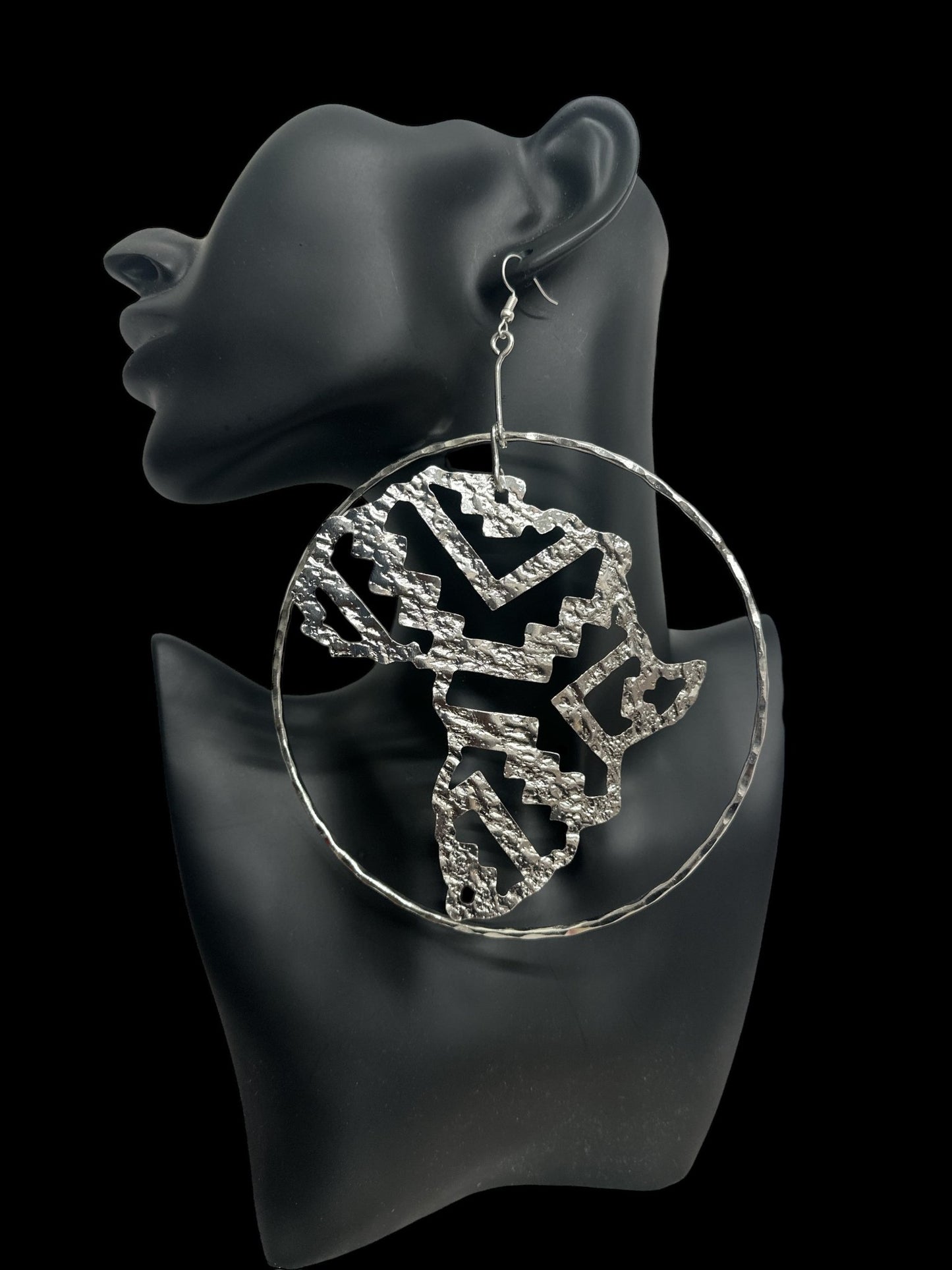 Handcrafted Oversized African Map Statement Brass Earrings – Bold & Unique Design - Fatisha Boutique