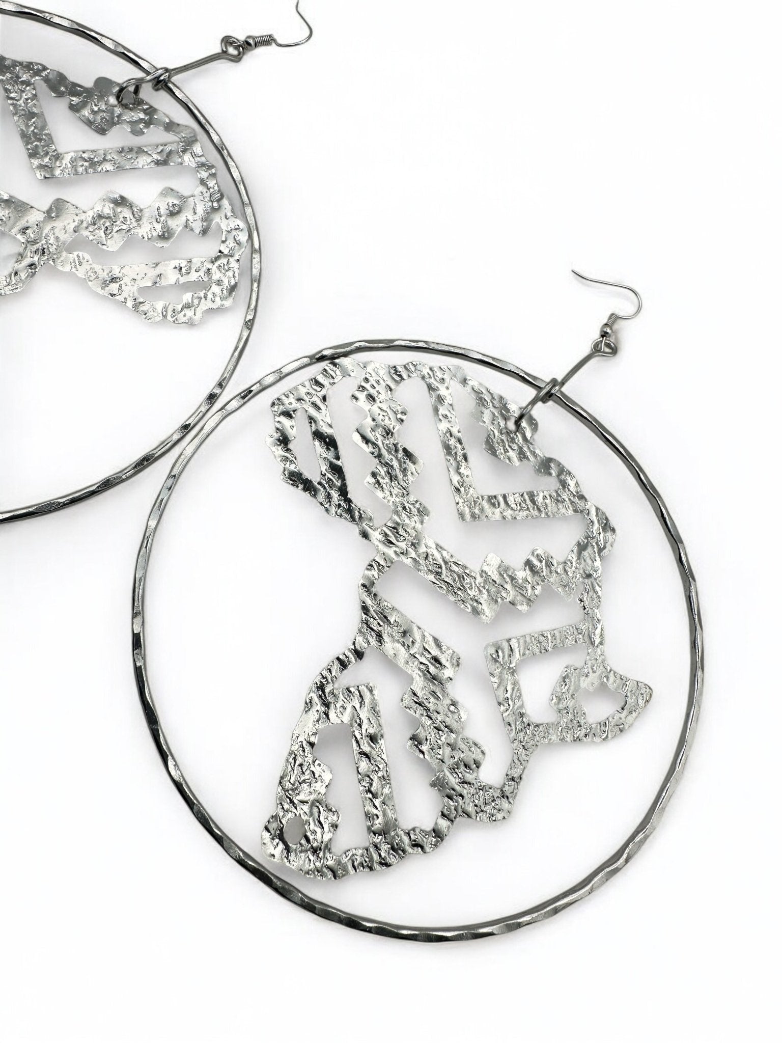 Handcrafted Oversized African Map Statement Brass Earrings – Bold & Unique Design - Fatisha Boutique