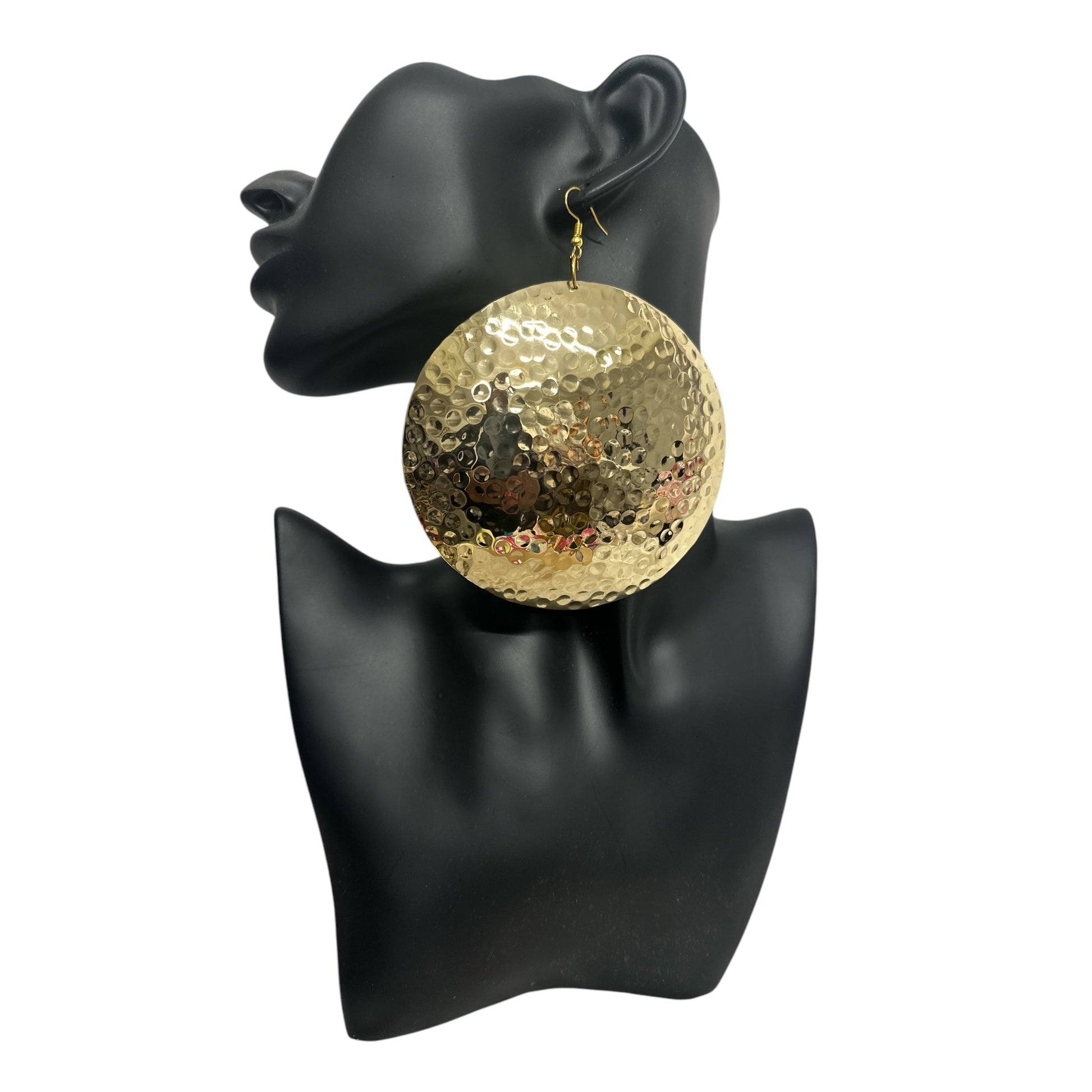 Handcrafted Oversized Hammered Brass Dangle Earrings – Bold & Elegant Statement Jewellery - Fatisha Boutique