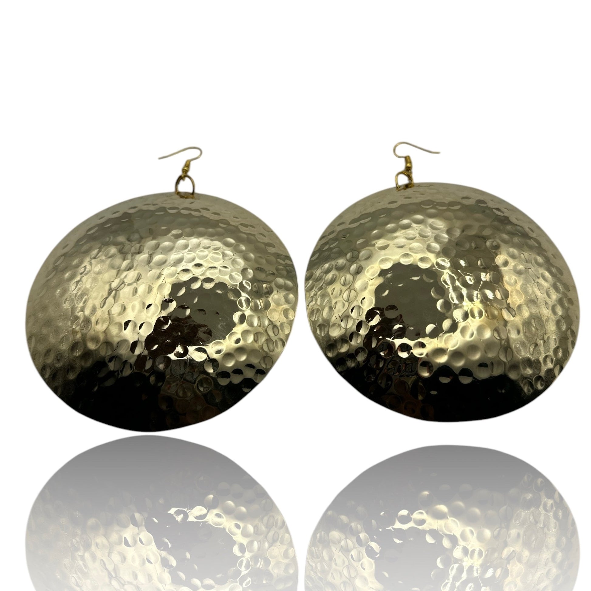 Handcrafted Oversized Hammered Brass Dangle Earrings – Bold & Elegant Statement Jewellery - Fatisha Boutique