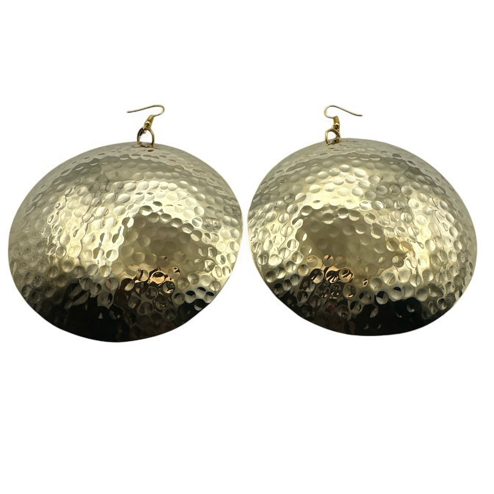 Handcrafted Oversized Hammered Brass Dangle Earrings – Bold & Elegant Statement Jewellery - Fatisha Boutique