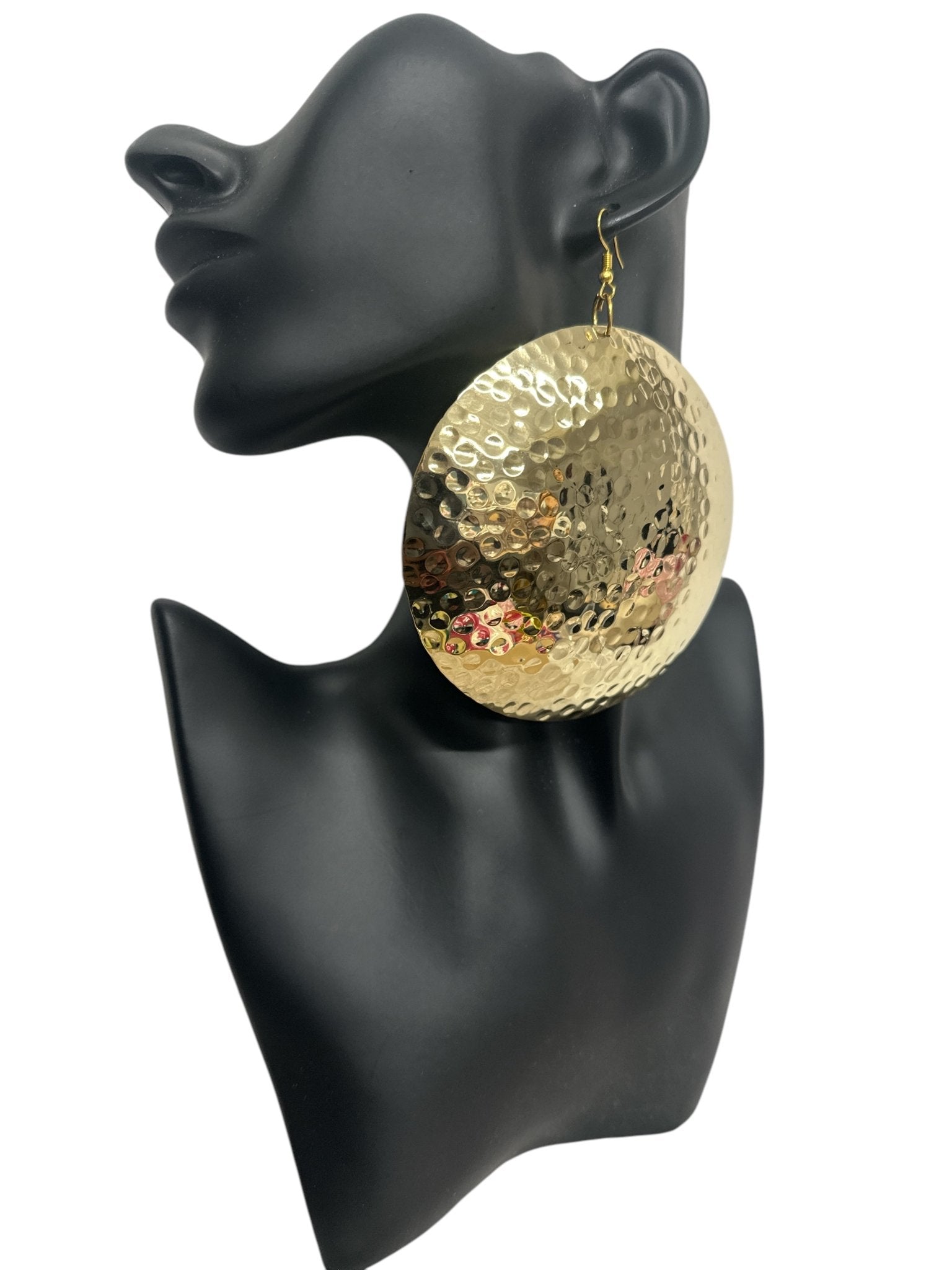 Handcrafted Oversized Hammered Brass Dangle Earrings – Bold & Elegant Statement Jewellery - Fatisha Boutique