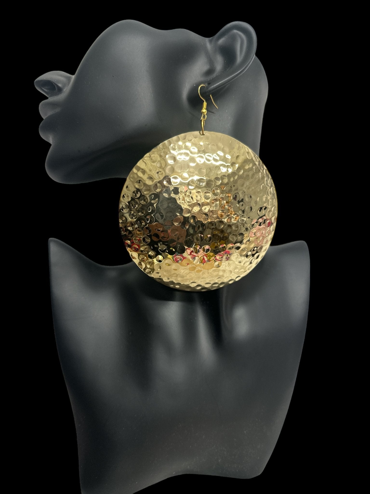 Handcrafted Oversized Hammered Brass Dangle Earrings – Bold & Elegant Statement Jewellery - Fatisha Boutique