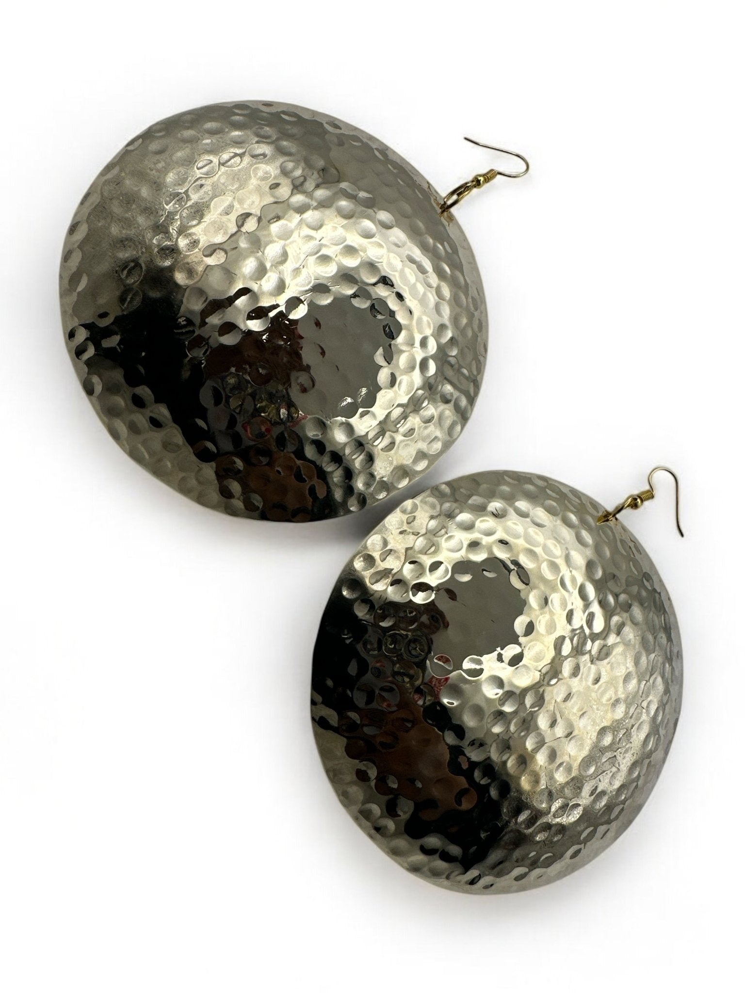 Handcrafted Oversized Hammered Brass Dangle Earrings – Bold & Elegant Statement Jewellery - Fatisha Boutique