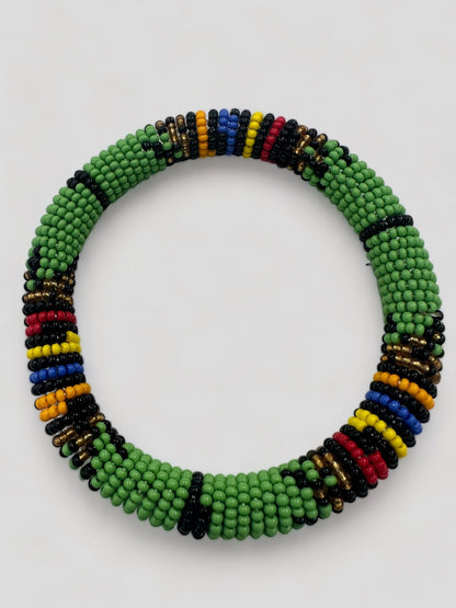 Handmade African Beaded Bangles – Multicolour Stackable Bracelet | Ethnic Tribal Jewellery - Fatisha Boutique