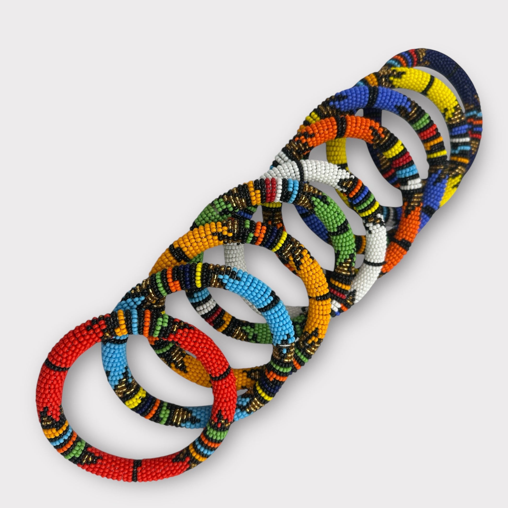Handmade African Beaded Bangles – Multicolour Stackable Bracelet | Ethnic Tribal Jewellery - Fatisha Boutique
