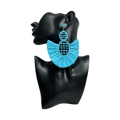 Handmade Bohemian Raffia Statement Earrings for Women - Fatisha Boutique