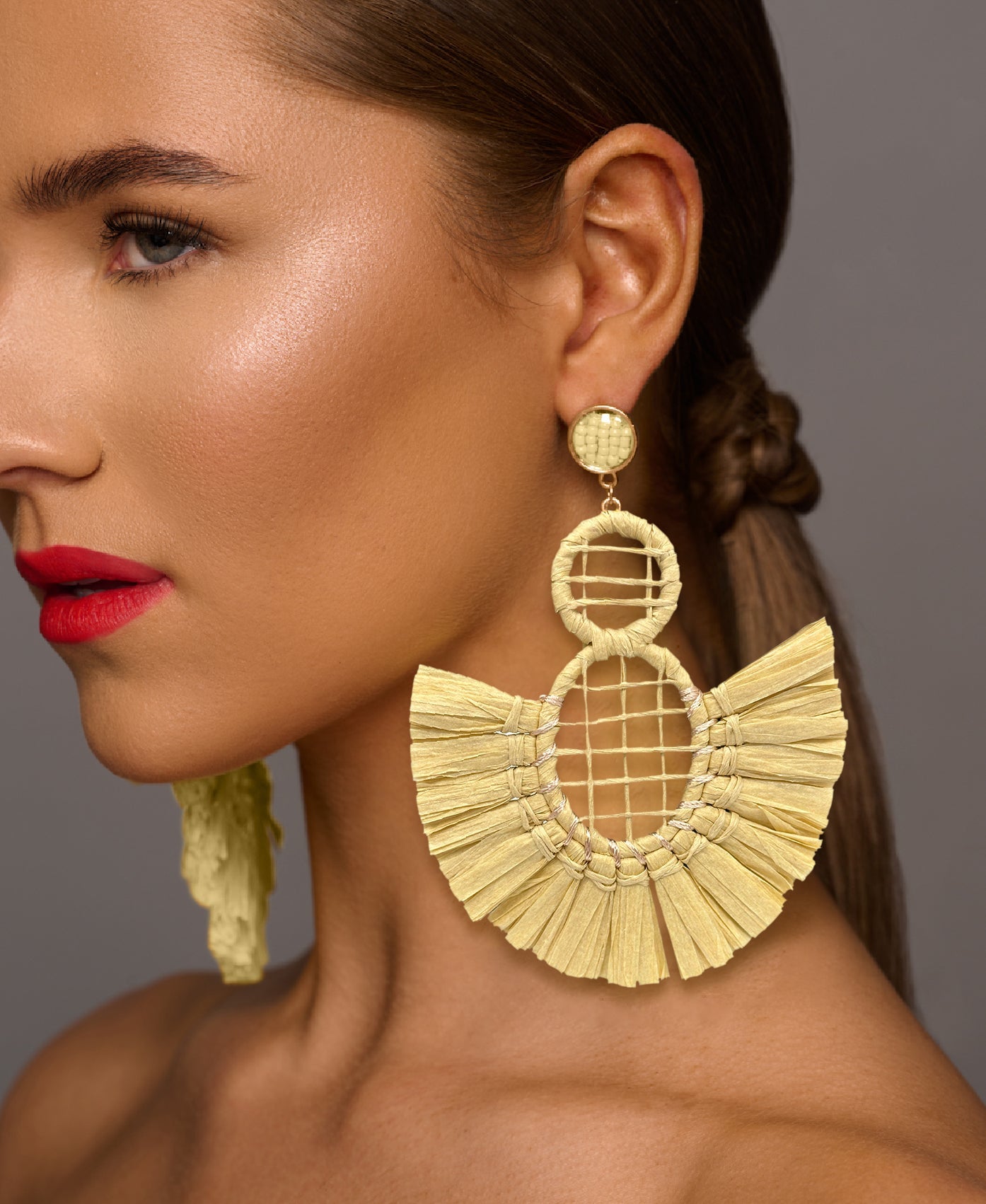 Handmade Bohemian Raffia Statement Earrings for Women - Fatisha Boutique