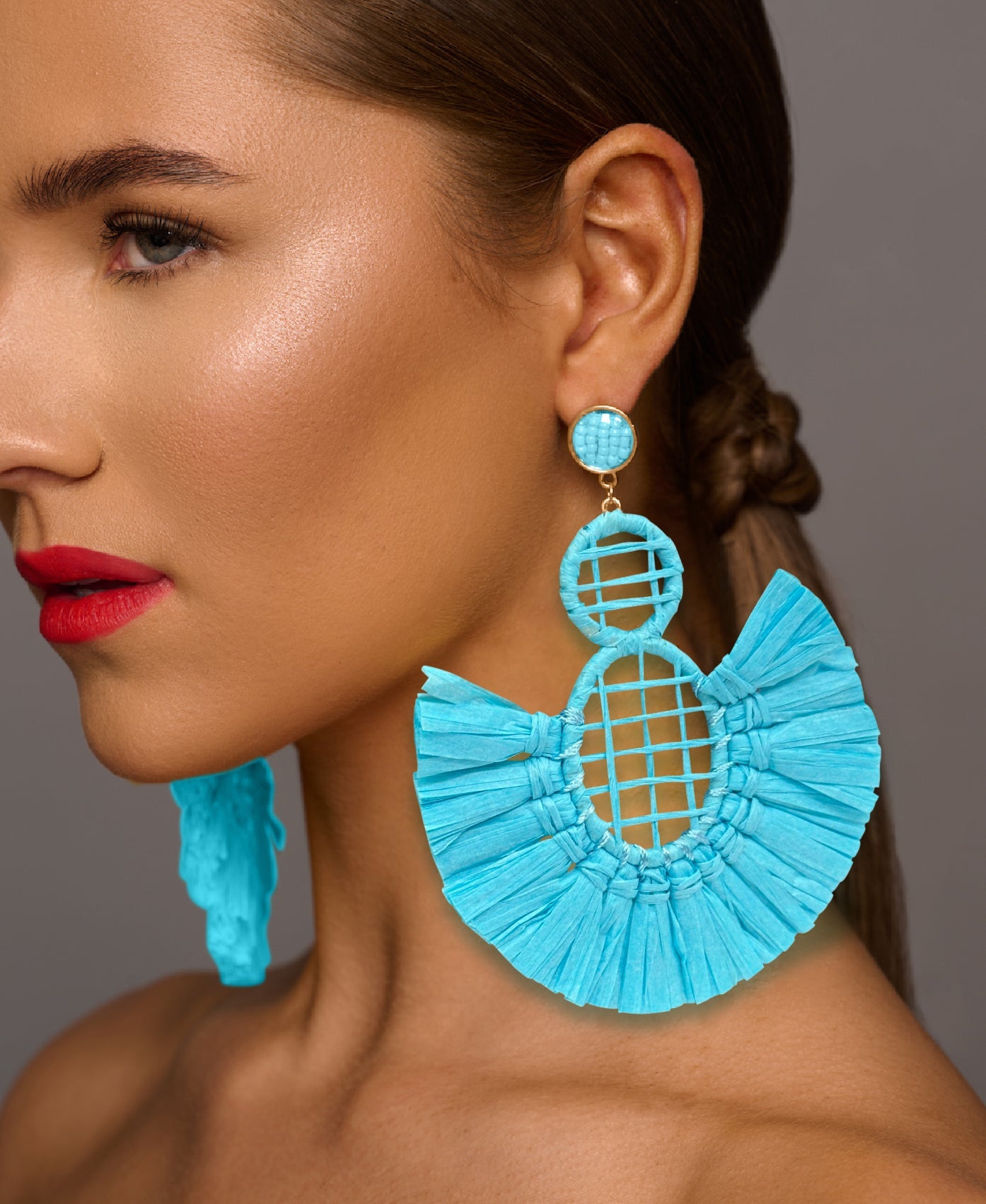 Handmade Bohemian Raffia Statement Earrings for Women - Fatisha Boutique