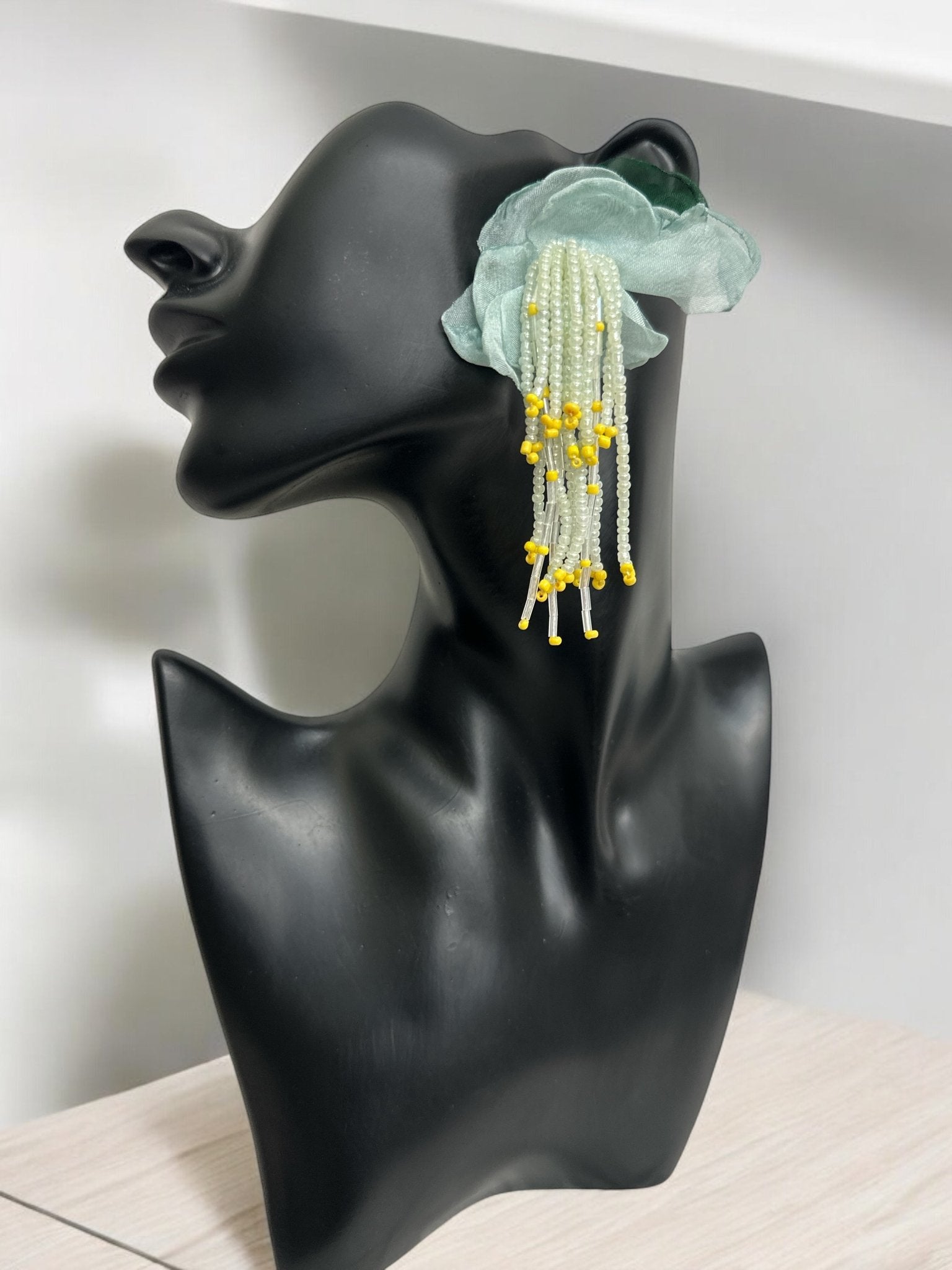 Handmade Floral Beaded Earrings – Bohemian Drop Style - Fatisha Boutique