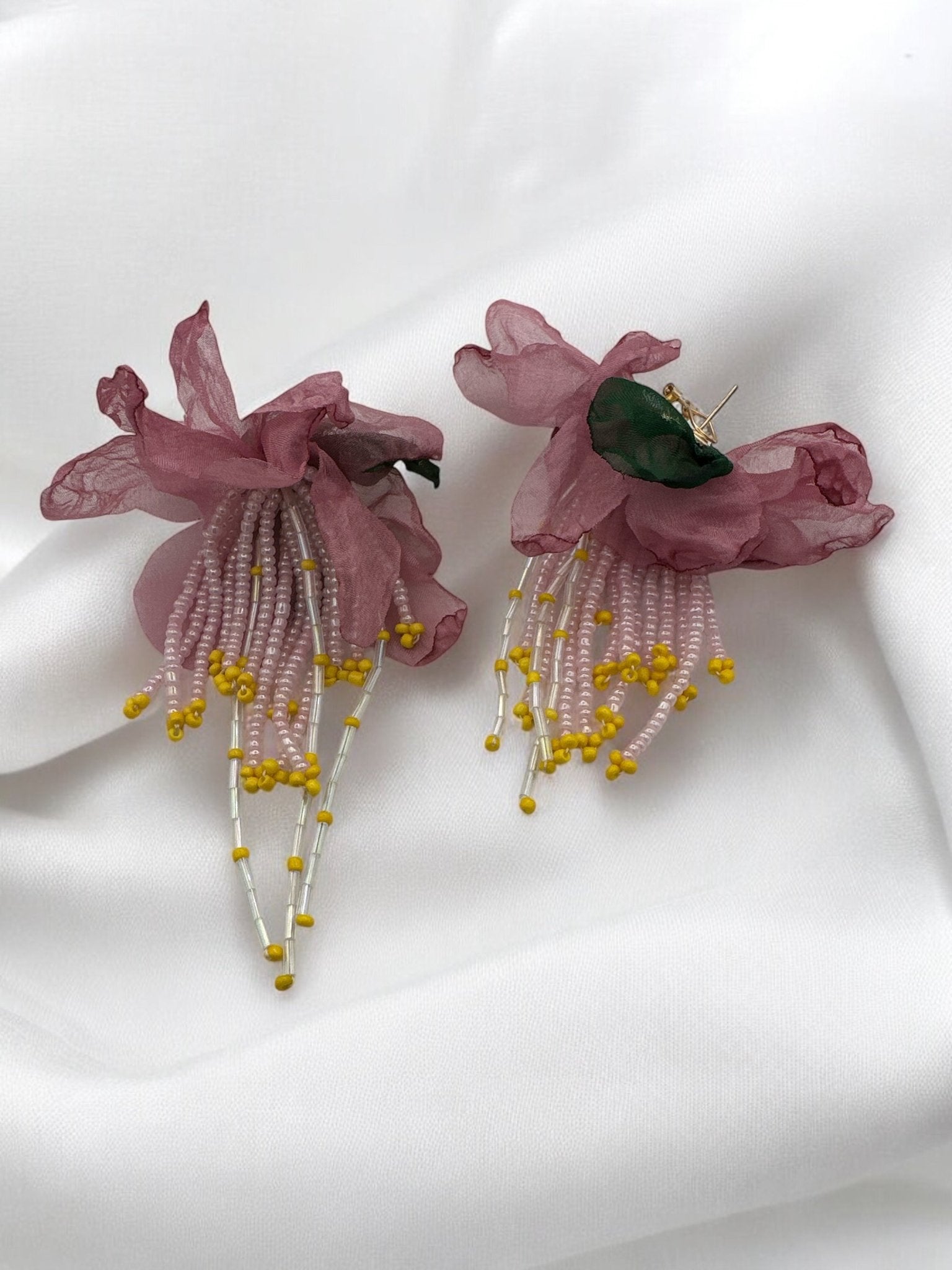 Handmade Floral Beaded Earrings – Bohemian Drop Style - Fatisha Boutique