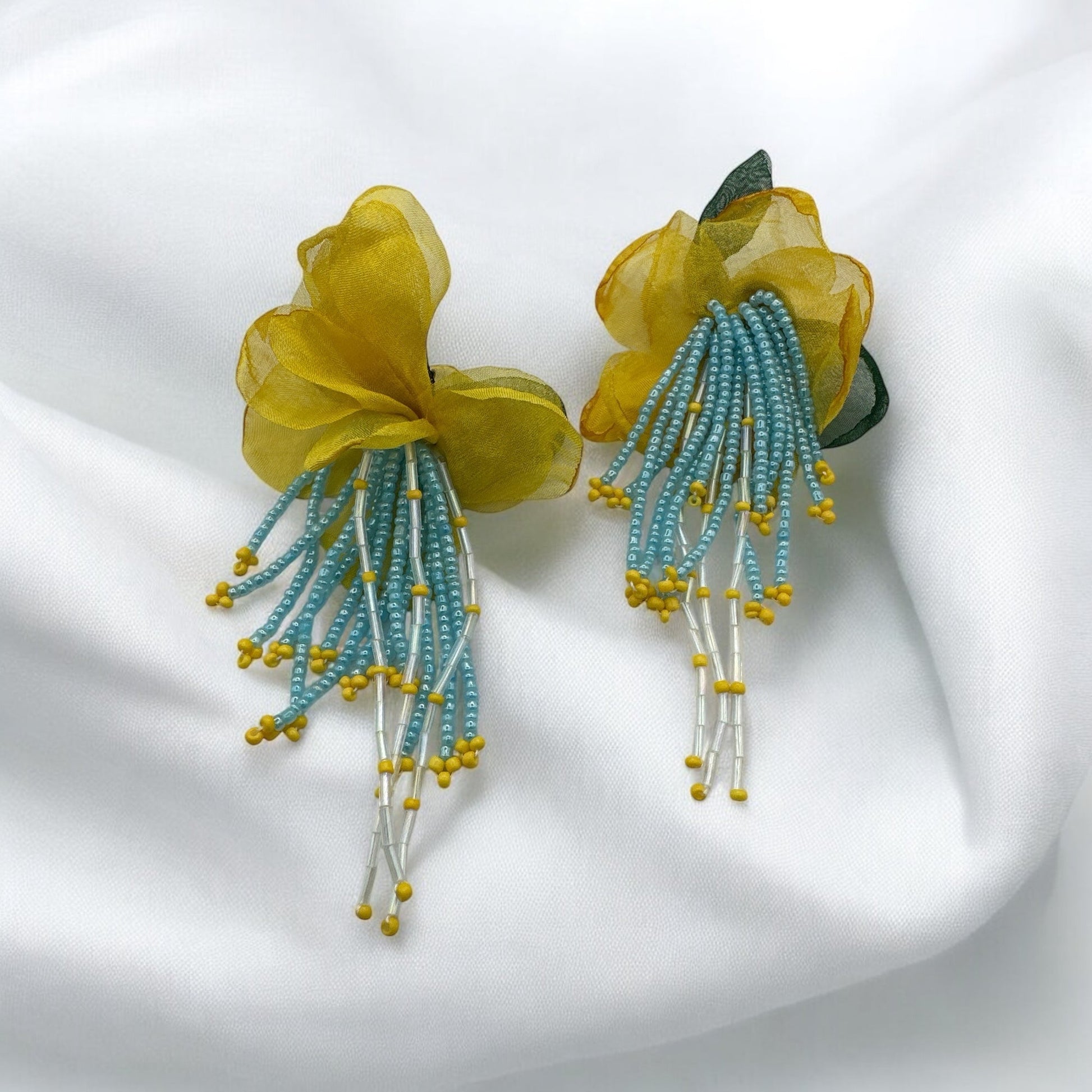 Handmade Floral Beaded Earrings – Bohemian Drop Style - Fatisha Boutique