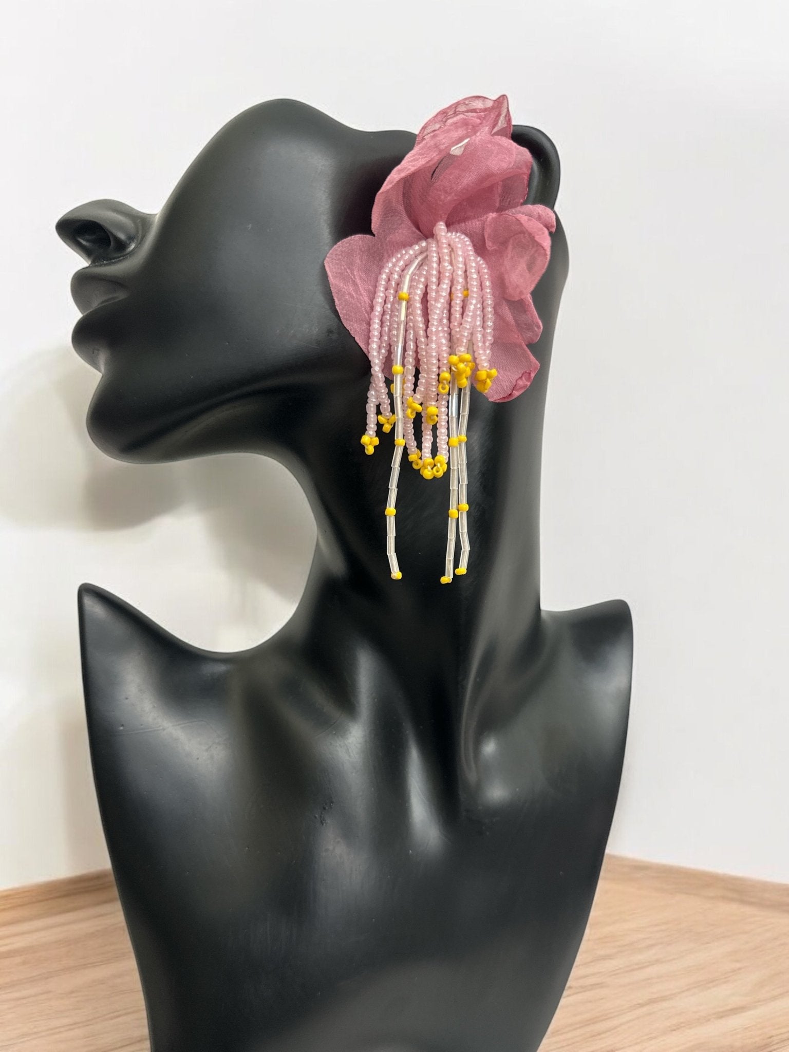 Handmade Floral Beaded Earrings – Bohemian Drop Style - Fatisha Boutique