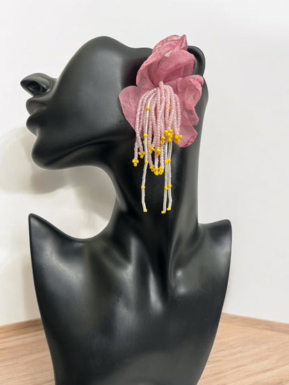 Handmade Floral Beaded Earrings – Bohemian Drop Style - Fatisha Boutique