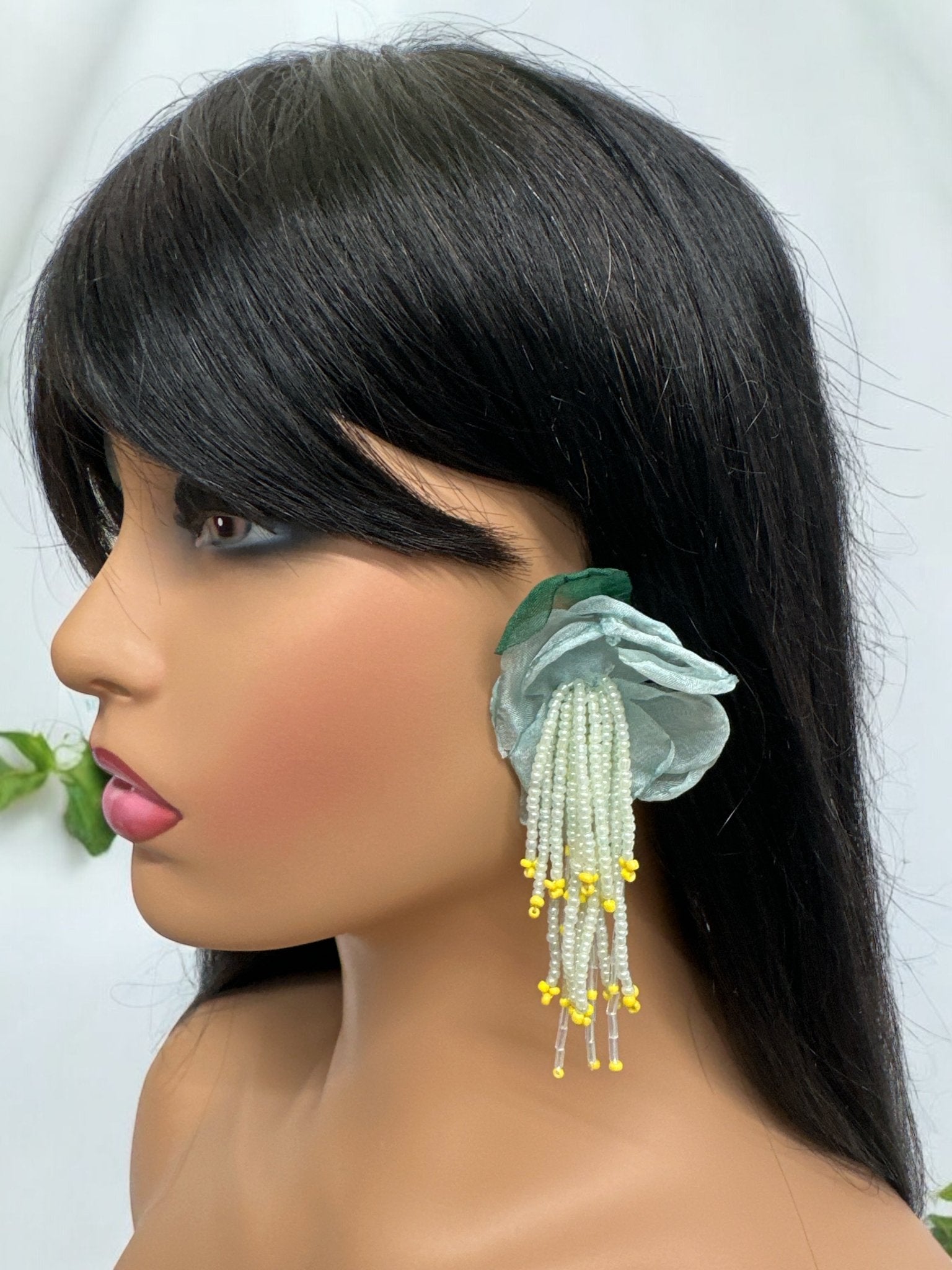 Handmade Floral Beaded Earrings – Bohemian Drop Style - Fatisha Boutique