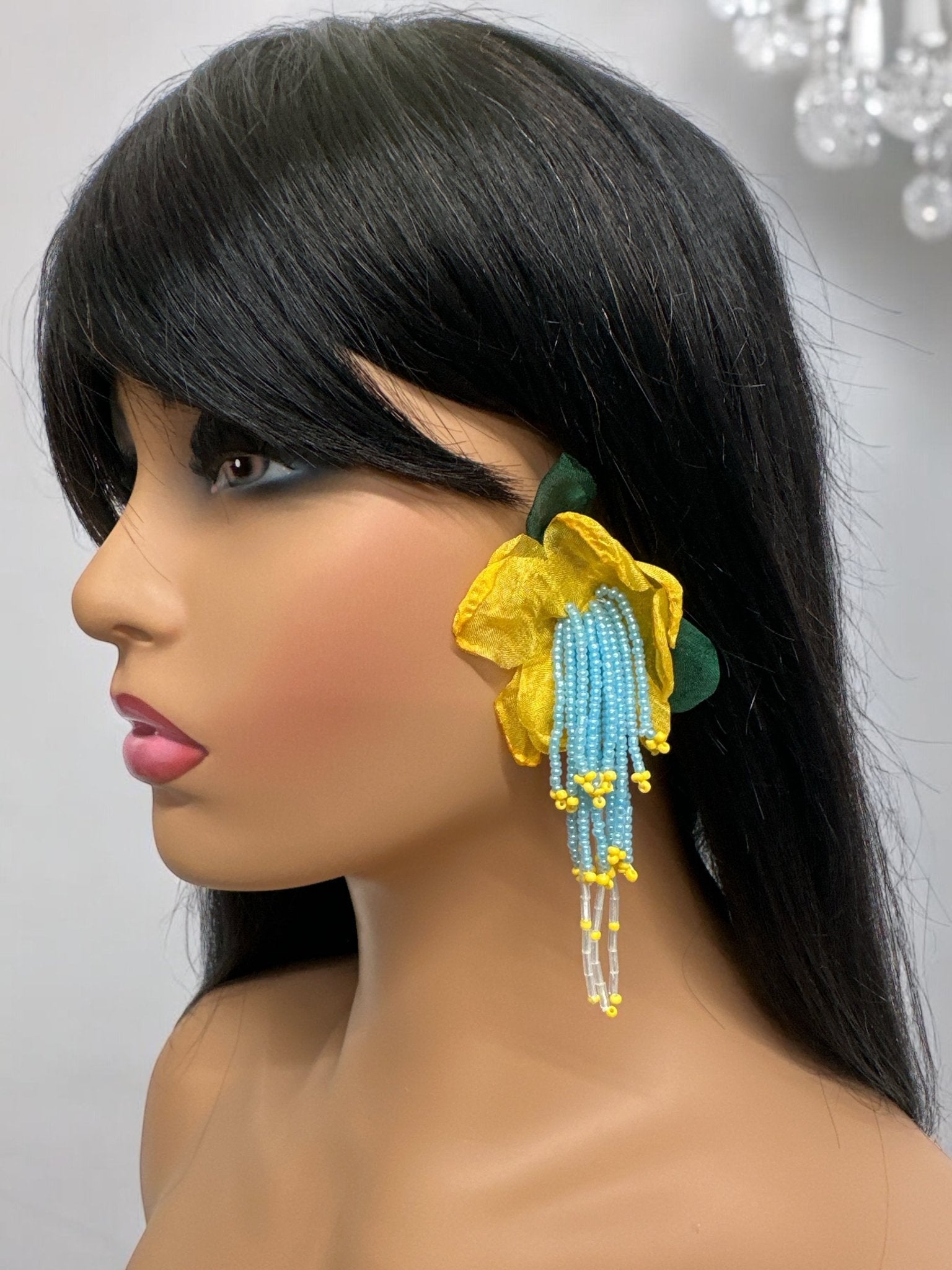 Handmade Floral Beaded Earrings – Bohemian Drop Style - Fatisha Boutique