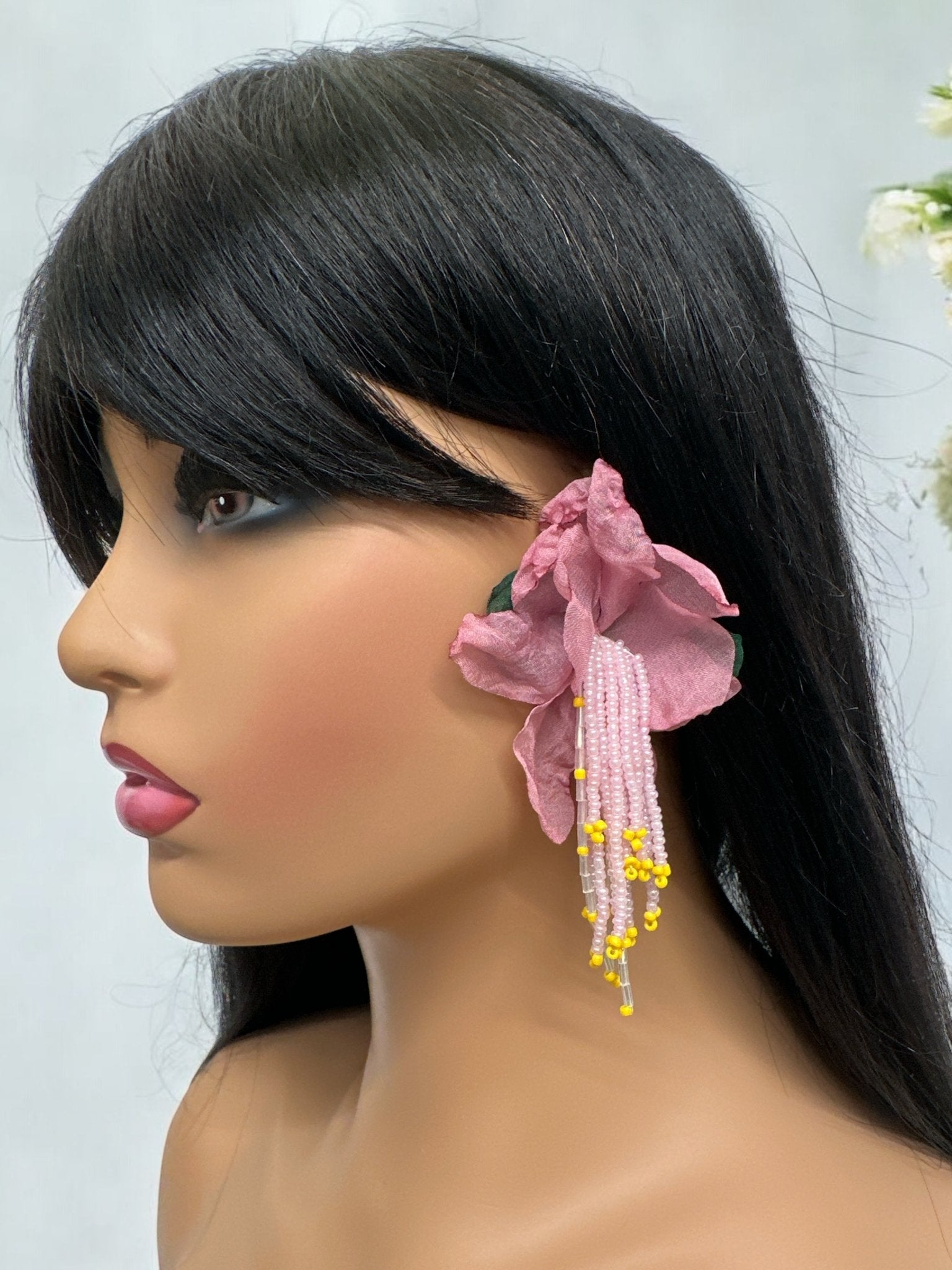 Handmade Floral Beaded Earrings – Bohemian Drop Style - Fatisha Boutique