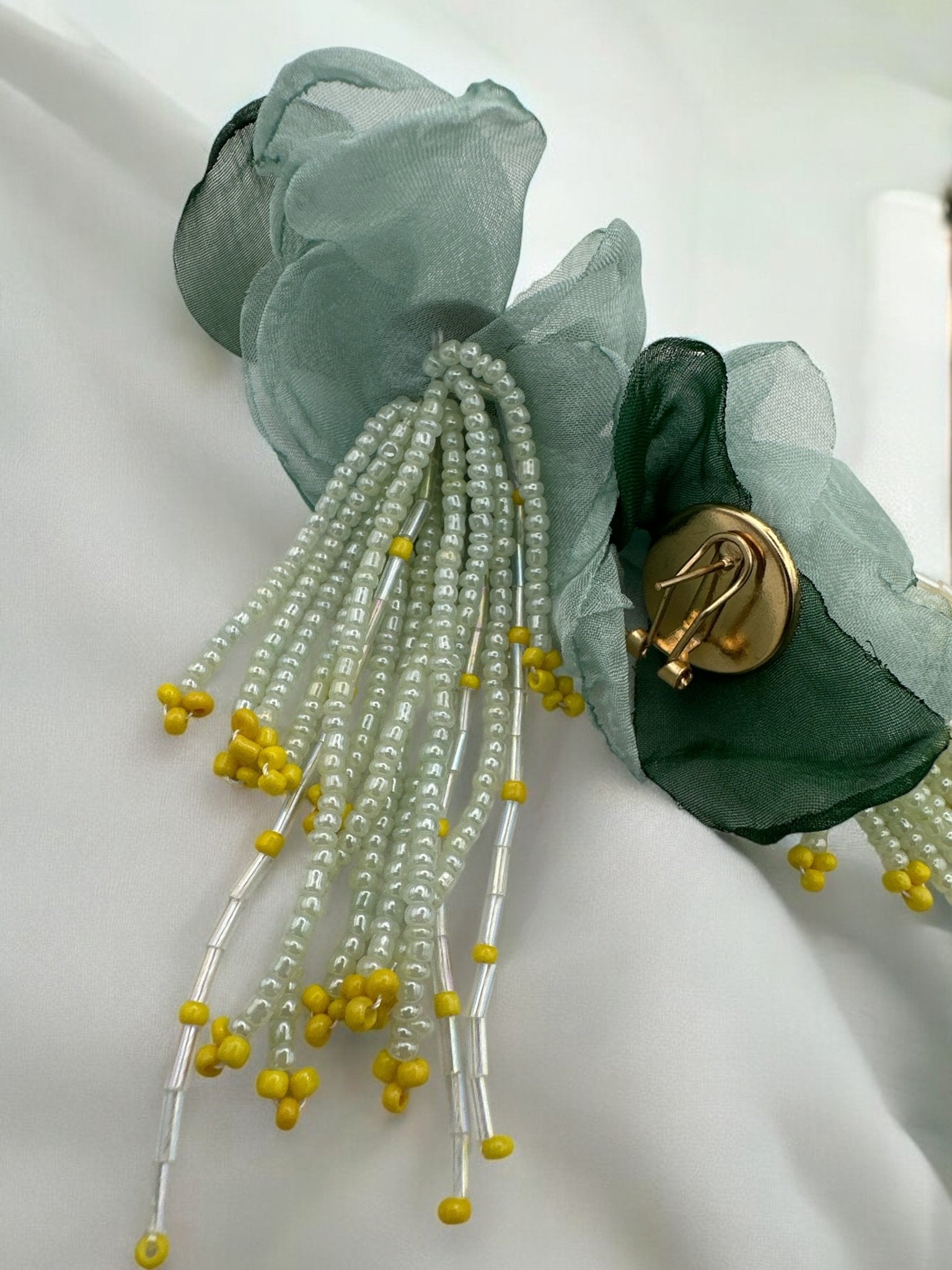 Handmade Floral Beaded Earrings – Bohemian Drop Style - Fatisha Boutique