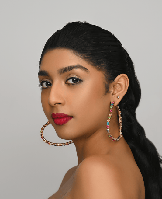 Heart Shaped Rhinestone Statement Hoop Earrings - Fatisha Boutique