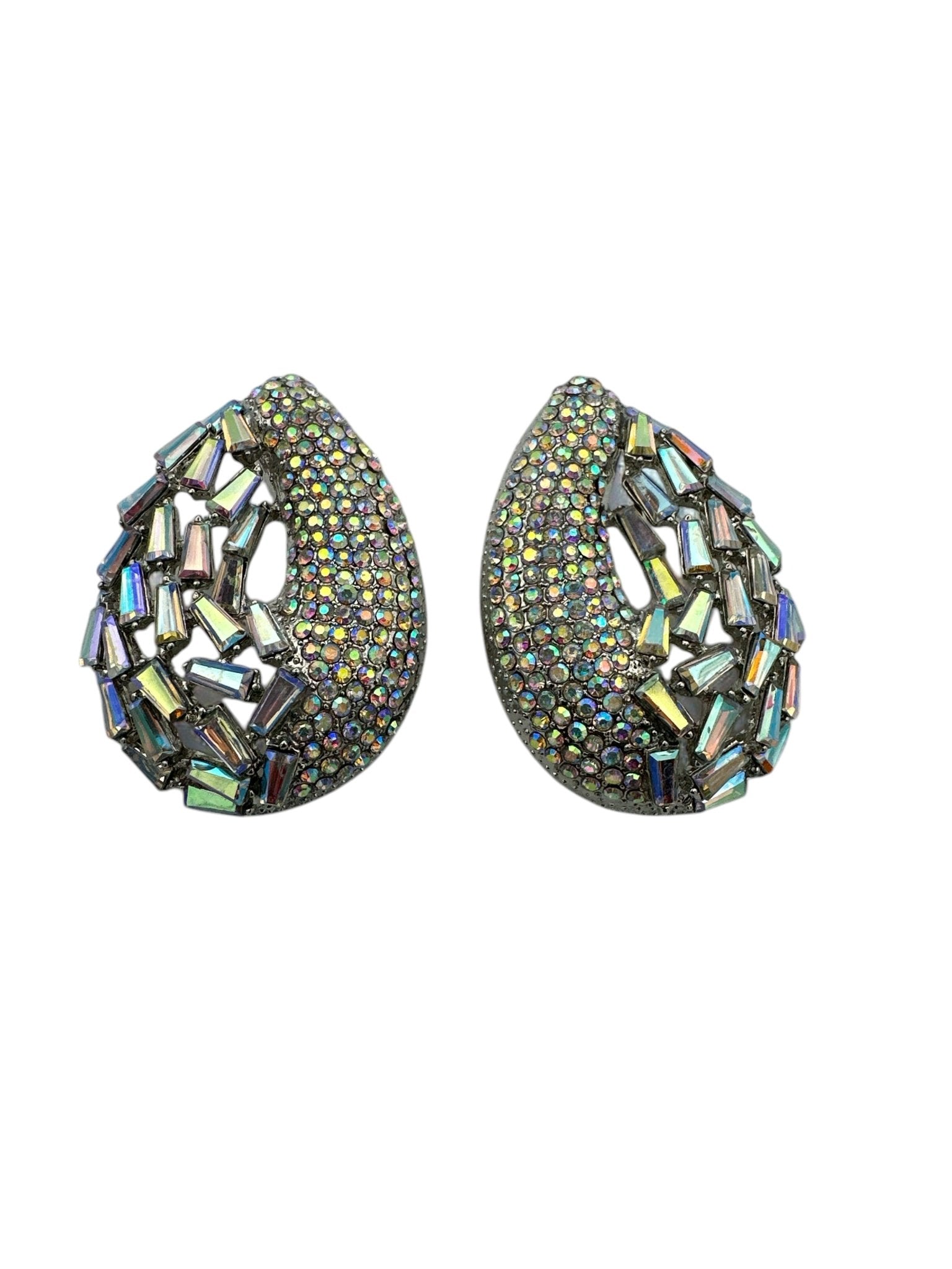 Iridescent Rhinestone Teardrop Statement Earrings - Fatisha Boutique