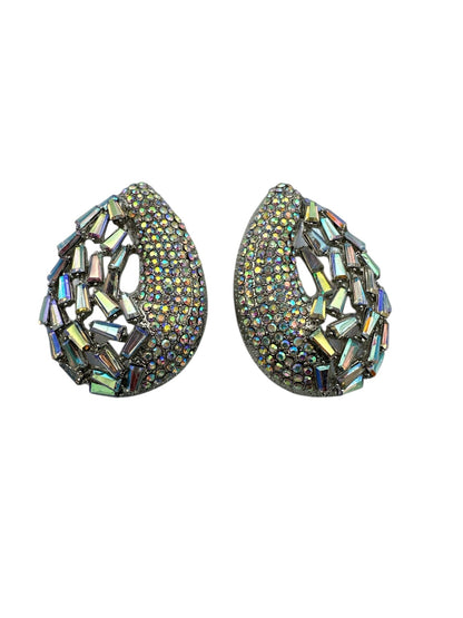 Iridescent Rhinestone Teardrop Statement Earrings - Fatisha Boutique