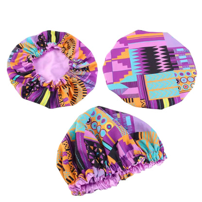 Kids Reversible Satin Bonnet Caps - African Ankara Print (Multiple Designs) - Fatisha Boutique