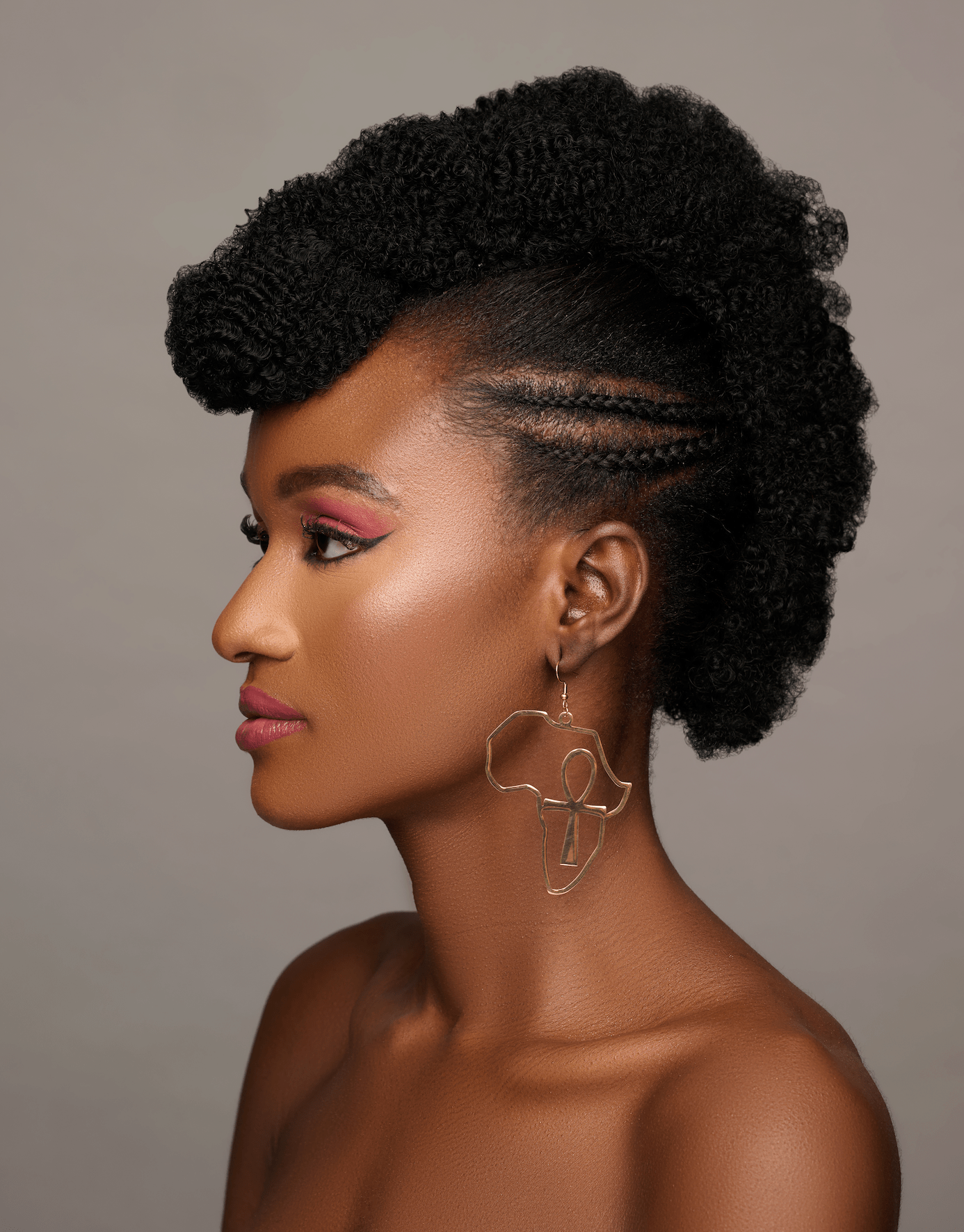 Large Africa Map Shaped Ankh Key Dangle Statement Earrings - Fatisha Boutique