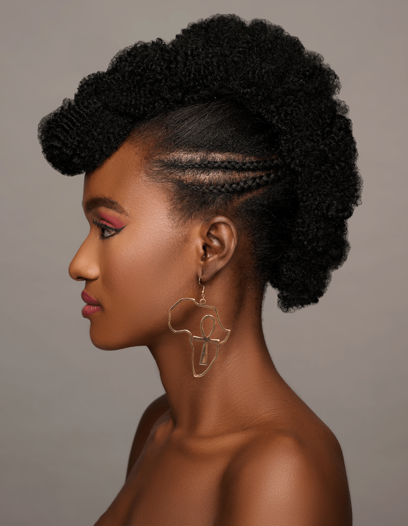 Large Africa Map Shaped Ankh Key Dangle Statement Earrings - Fatisha Boutique
