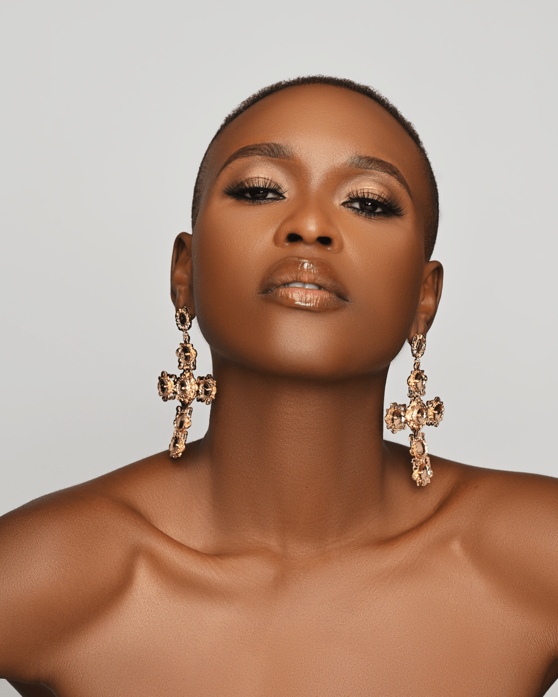 Large Statement Luxury Cross Dangle Stud Earrings - Fatisha Boutique