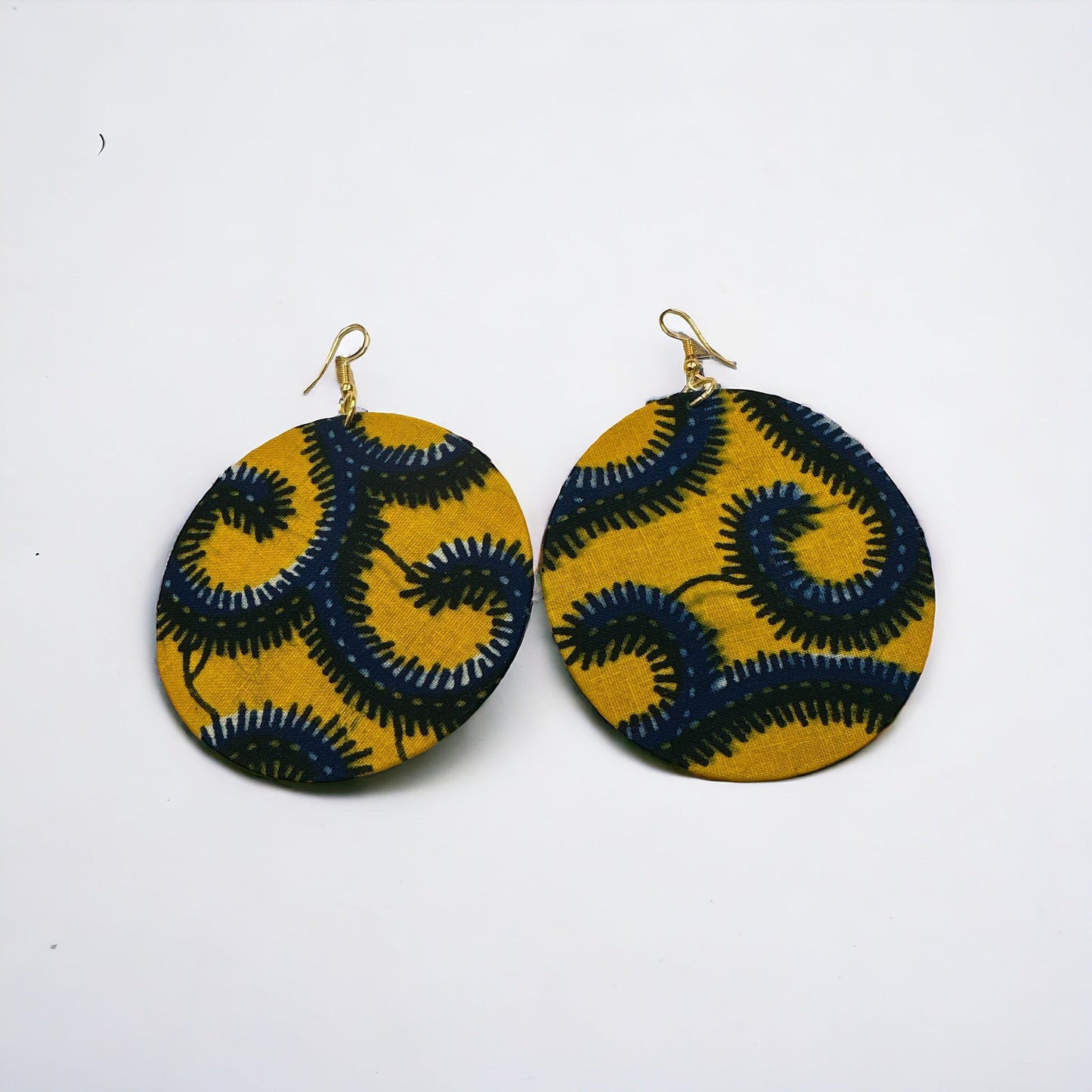 Lightweight African Printed Ankara Fabric Round Dangle Earrings - Fatisha Boutique