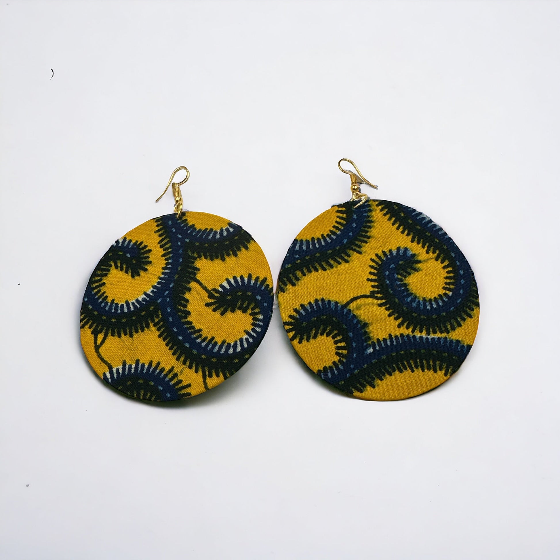 Lightweight African Printed Ankara Fabric Round Dangle Earrings - Fatisha Boutique