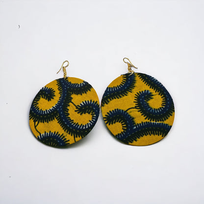 Lightweight African Printed Ankara Fabric Round Dangle Earrings - Fatisha Boutique