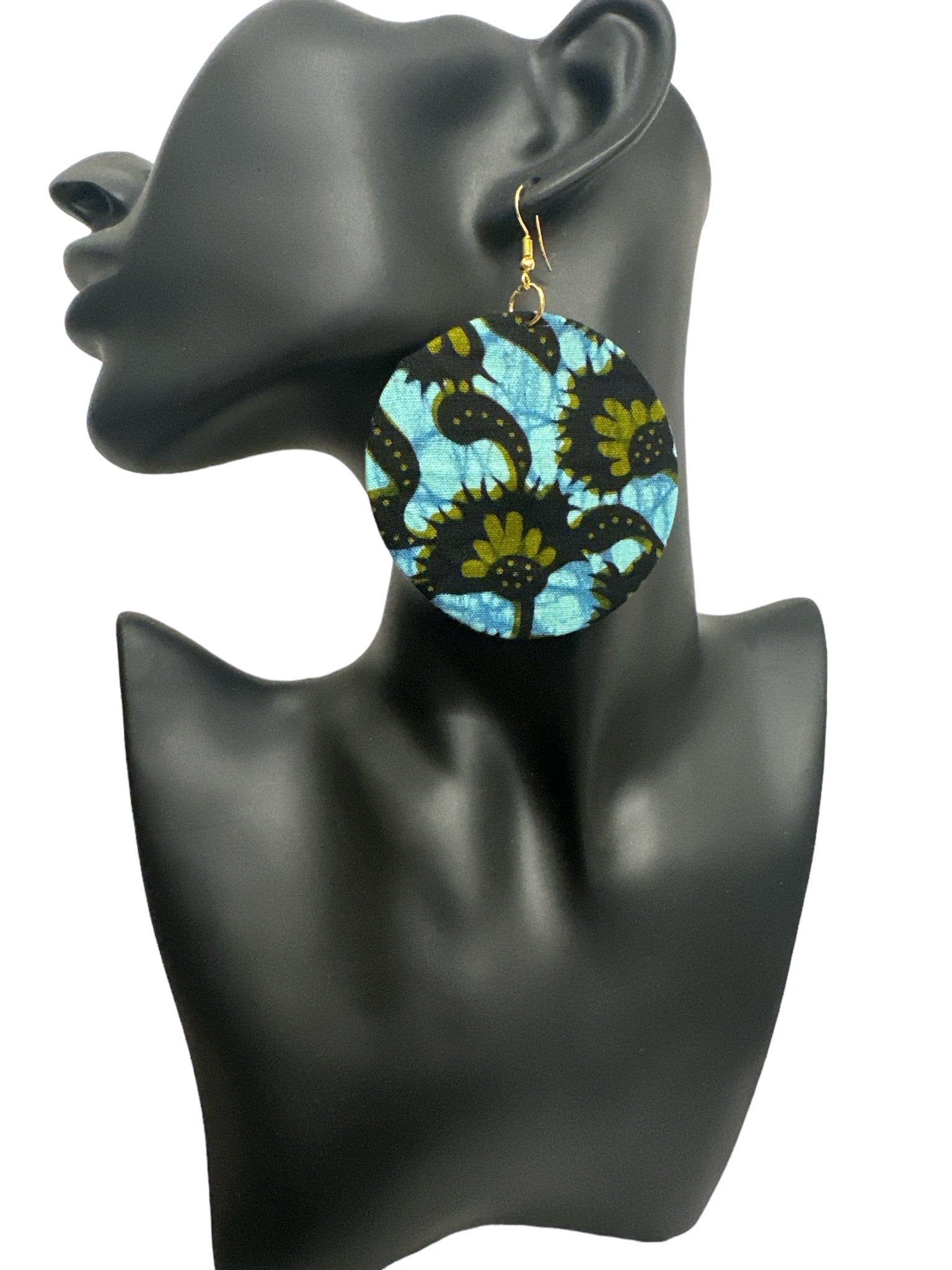 Lightweight African Printed Ankara Fabric Round Dangle Earrings - Fatisha Boutique
