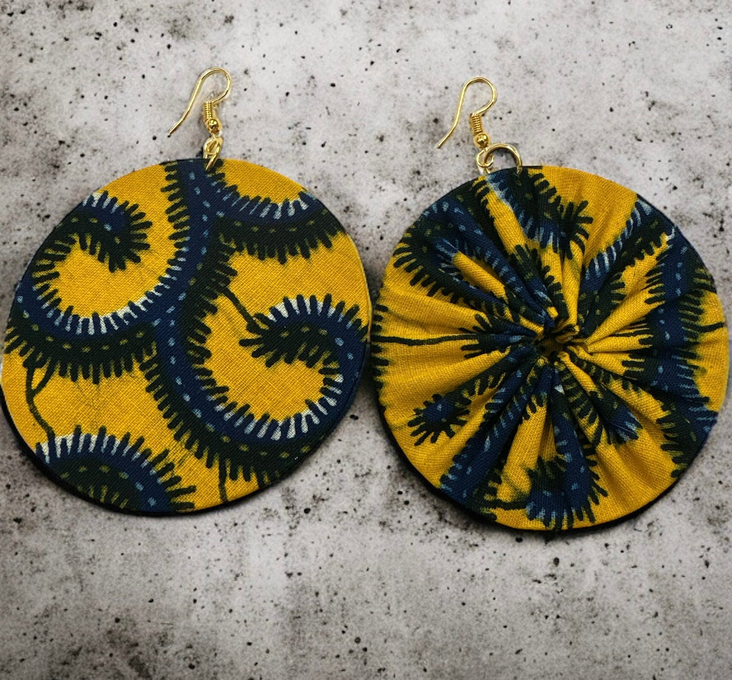 Lightweight African Printed Ankara Fabric Round Dangle Earrings - Fatisha Boutique