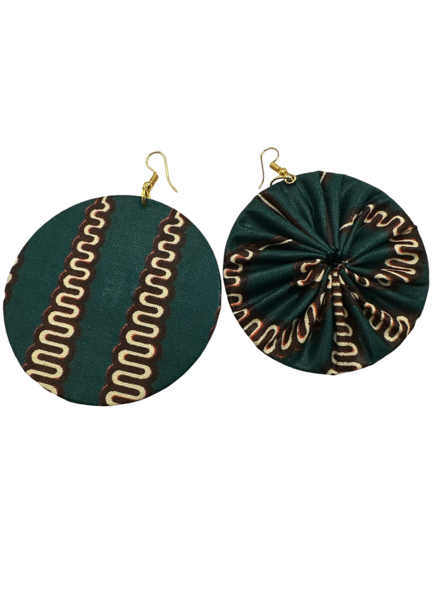 Lightweight African Printed Ankara Fabric Round Dangle Earrings - Fatisha Boutique