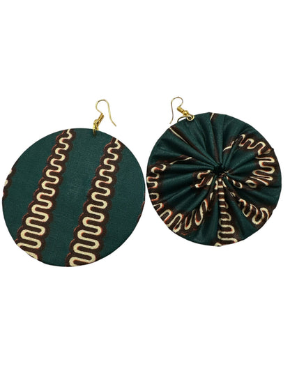 Lightweight African Printed Ankara Fabric Round Dangle Earrings - Fatisha Boutique
