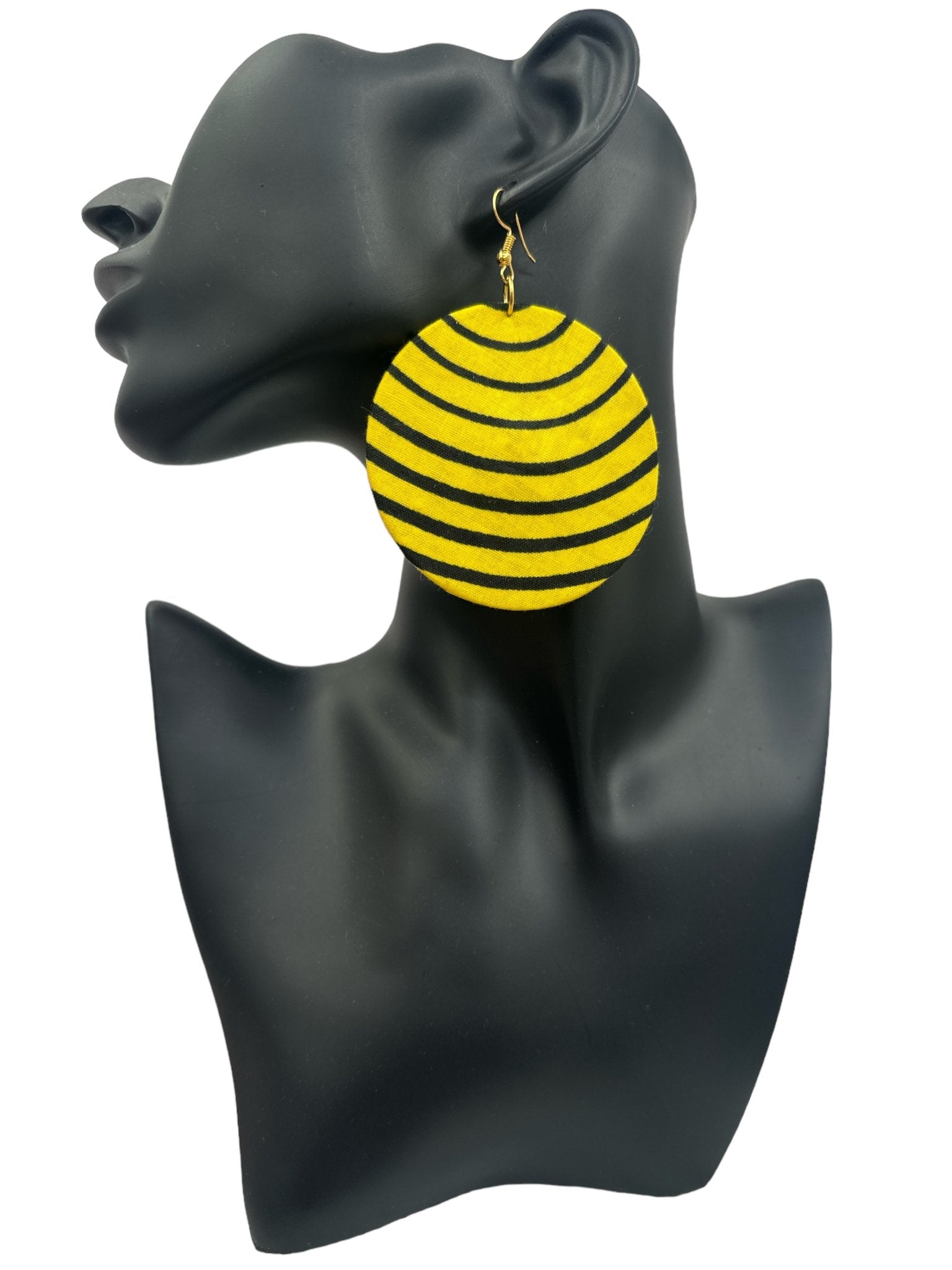 Lightweight African Printed Ankara Fabric Round Dangle Earrings - Fatisha Boutique