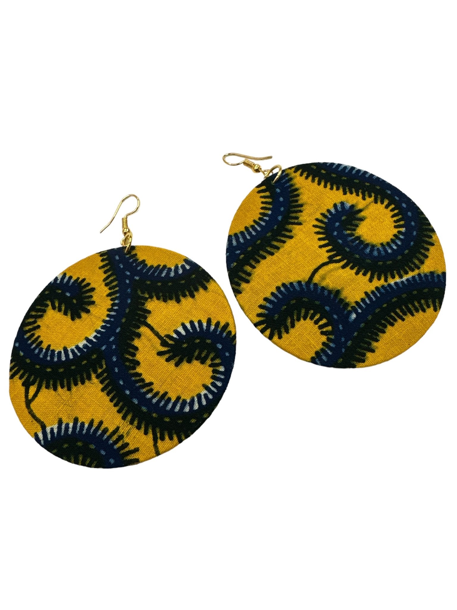Lightweight African Printed Ankara Fabric Round Dangle Earrings - Fatisha Boutique