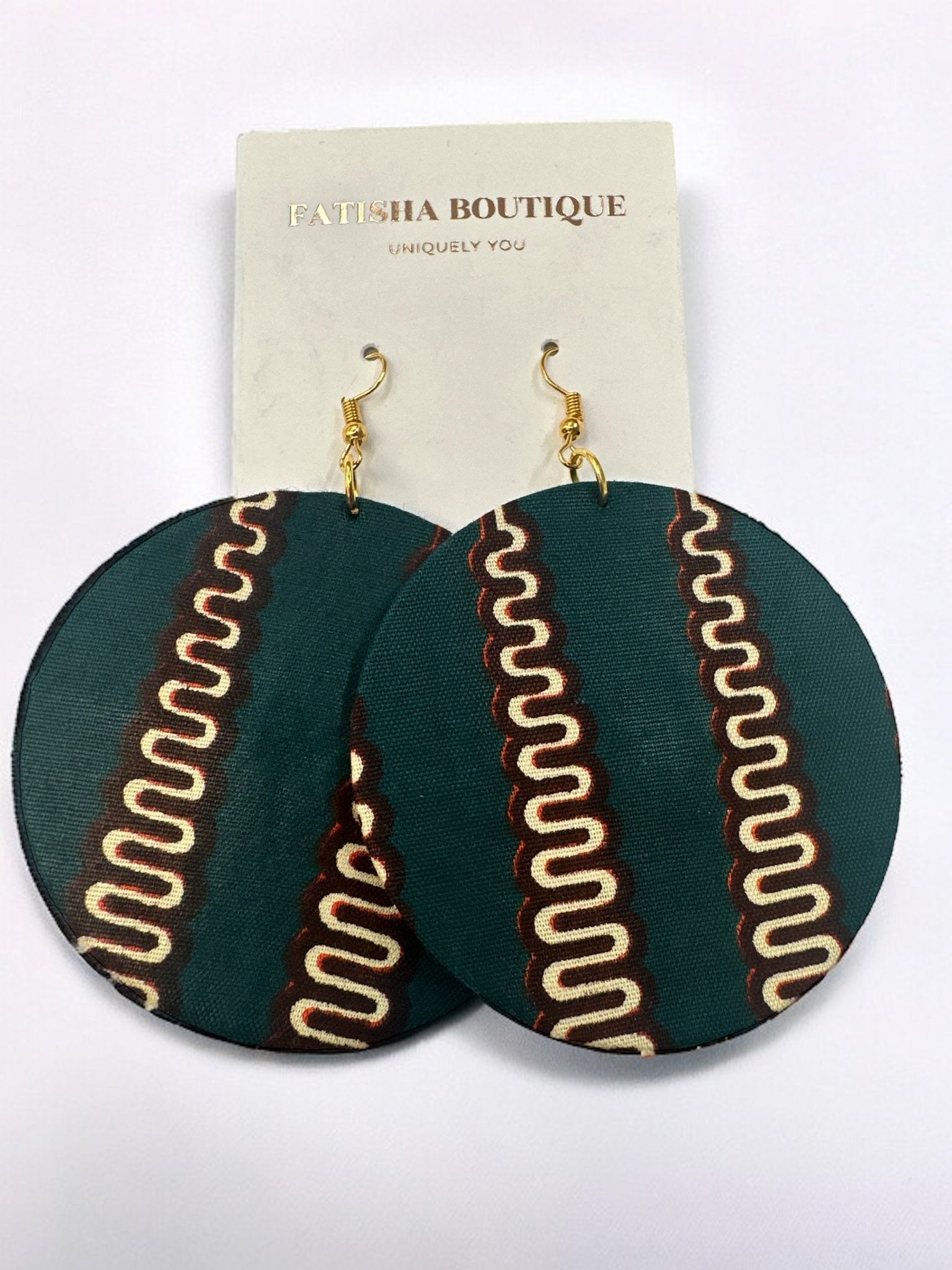 Lightweight African Printed Ankara Fabric Round Dangle Earrings - Fatisha Boutique