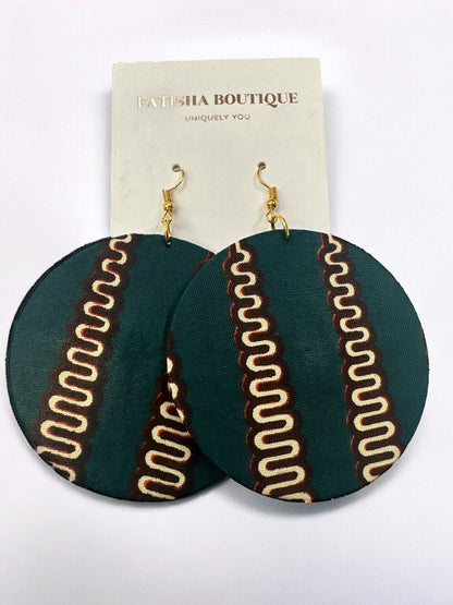 Lightweight African Printed Ankara Fabric Round Dangle Earrings - Fatisha Boutique