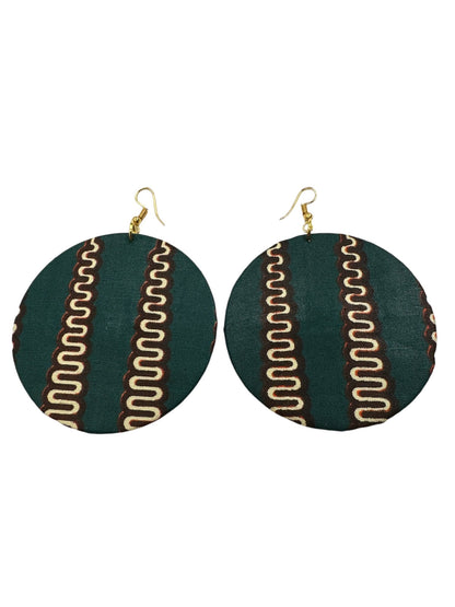 Lightweight African Printed Ankara Fabric Round Dangle Earrings - Fatisha Boutique