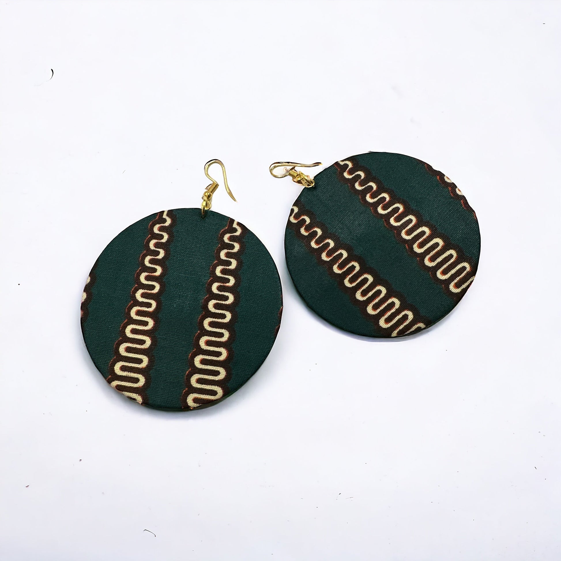 Lightweight African Printed Ankara Fabric Round Dangle Earrings - Fatisha Boutique