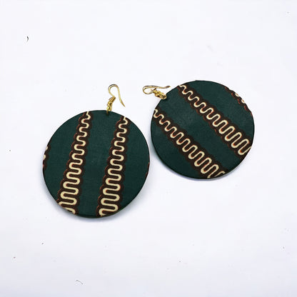 Lightweight African Printed Ankara Fabric Round Dangle Earrings - Fatisha Boutique
