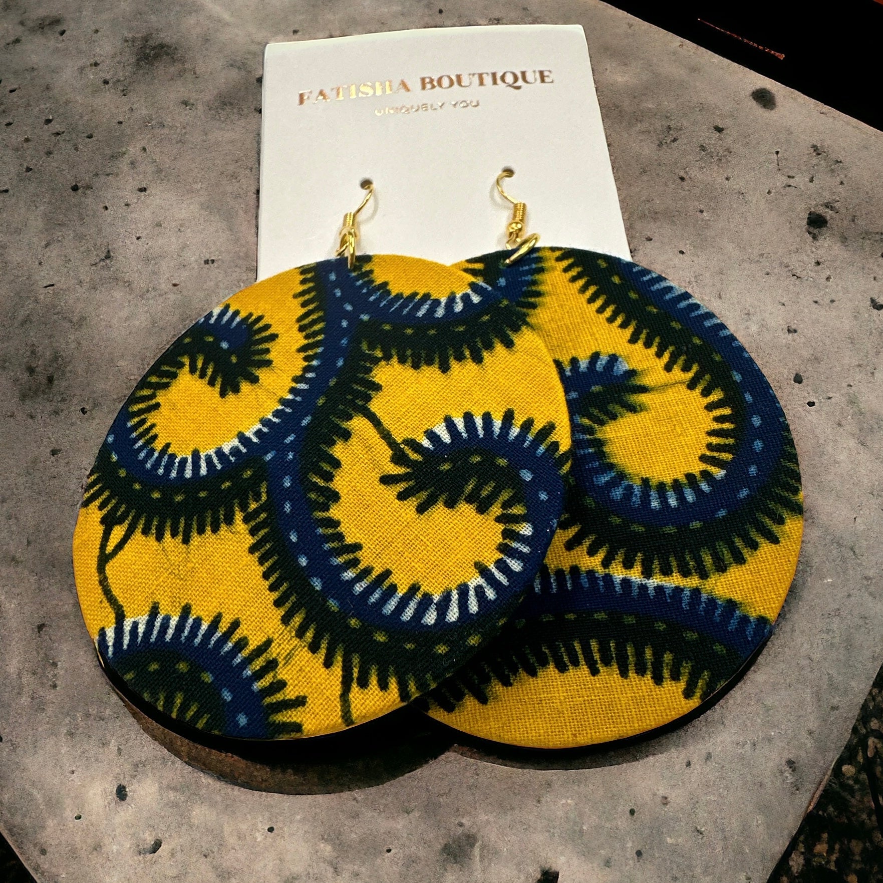 Lightweight African Printed Ankara Fabric Round Dangle Earrings - Fatisha Boutique