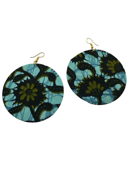Lightweight African Printed Ankara Fabric Round Dangle Earrings - Fatisha Boutique