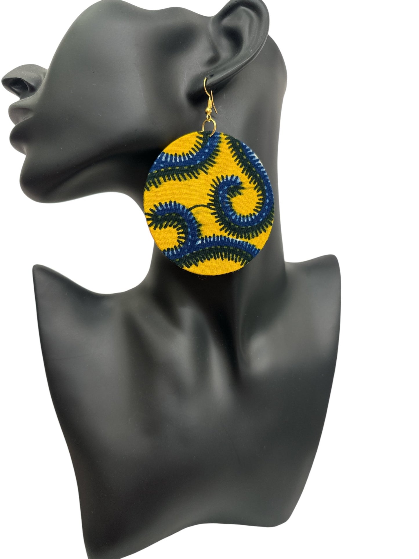 Lightweight African Printed Ankara Fabric Round Dangle Earrings - Fatisha Boutique