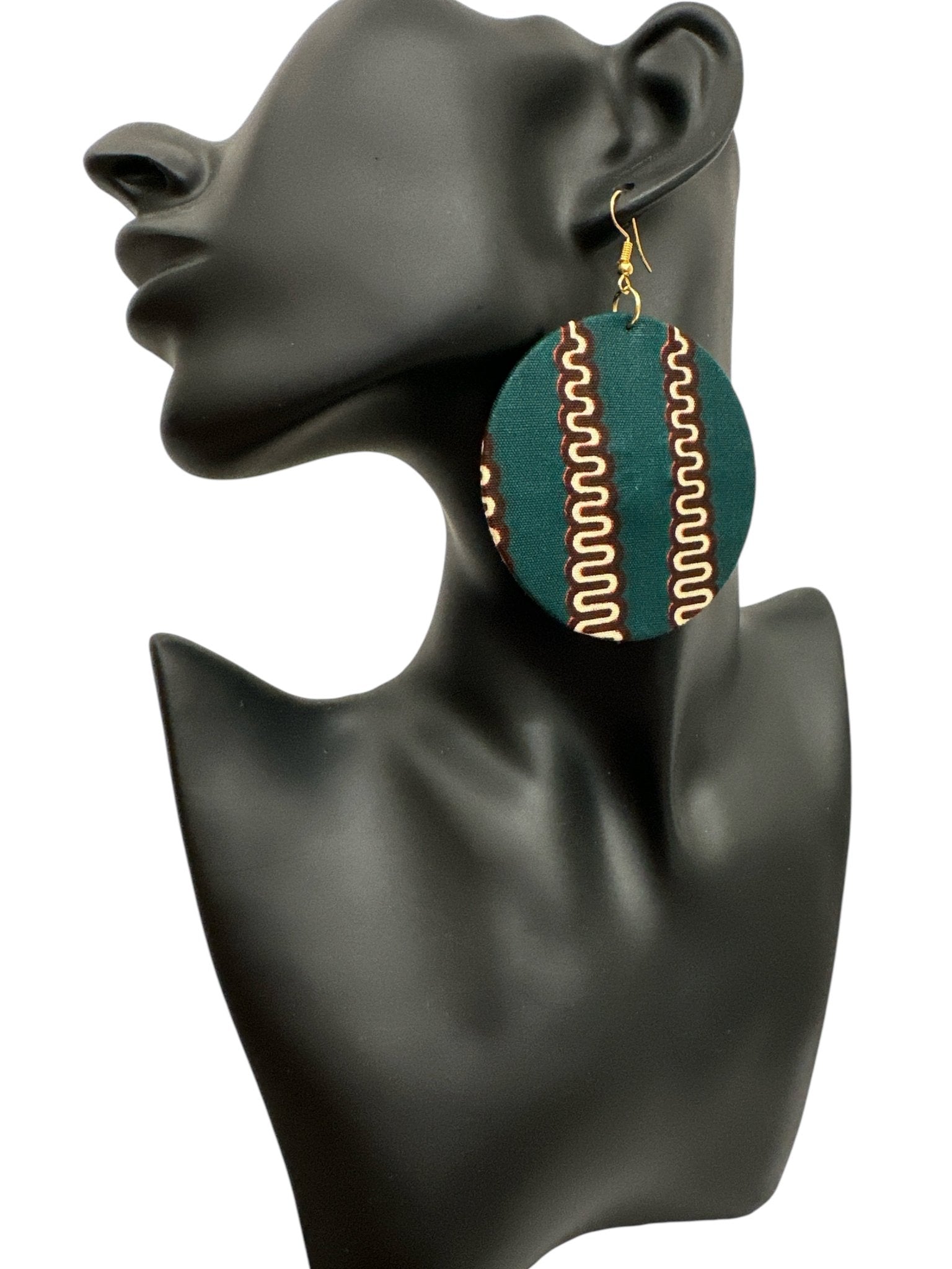 Lightweight African Printed Ankara Fabric Round Dangle Earrings - Fatisha Boutique