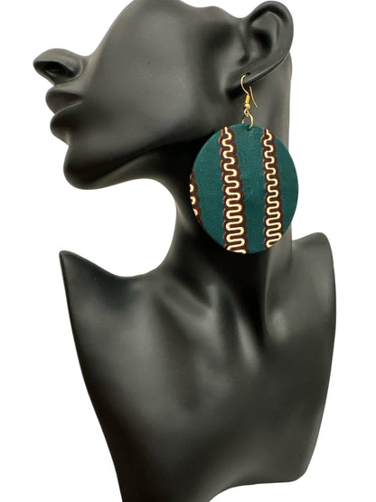 Lightweight African Printed Ankara Fabric Round Dangle Earrings - Fatisha Boutique
