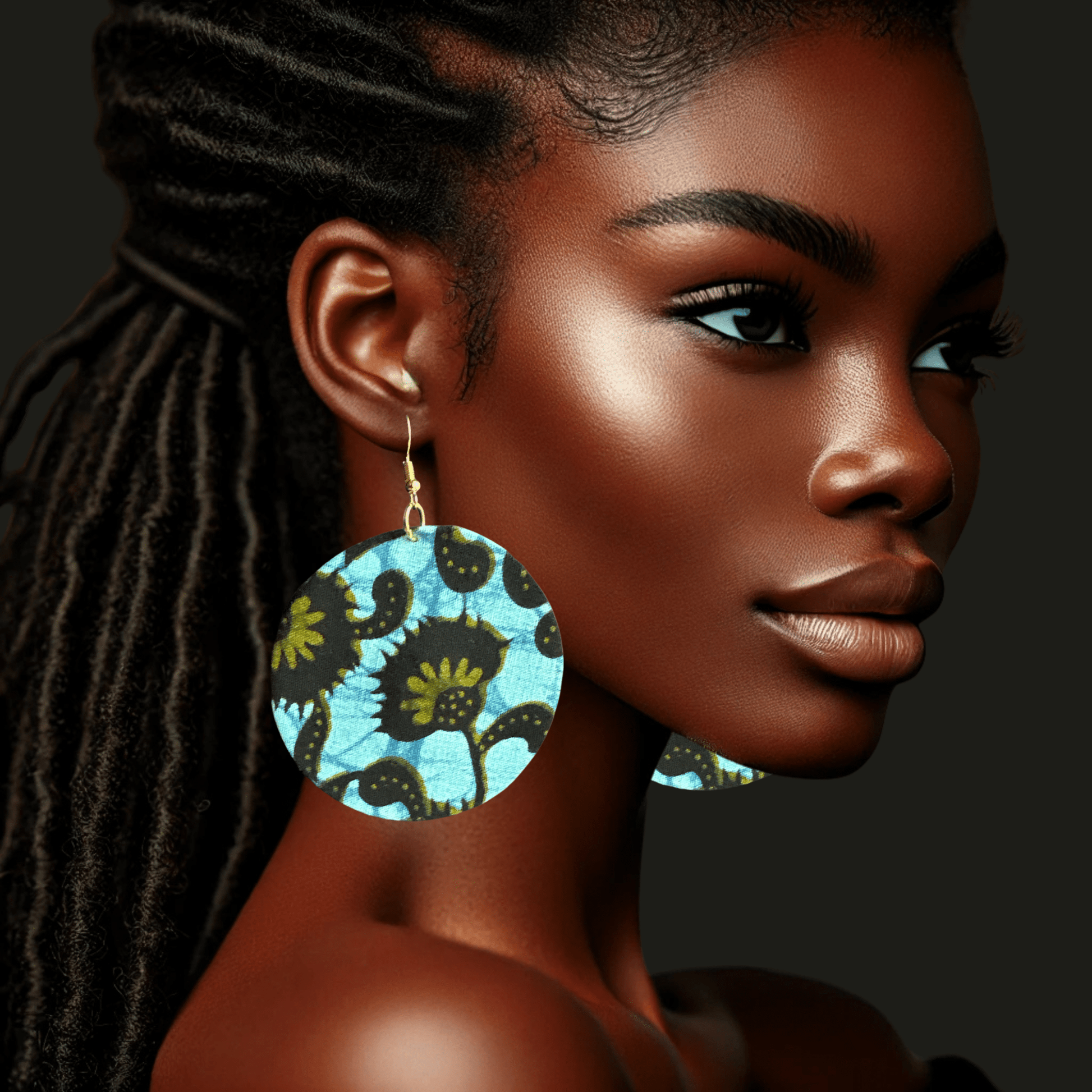 Lightweight African Printed Ankara Fabric Round Dangle Earrings - Fatisha Boutique